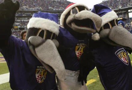image from Edgar, Allan and Poe are the mascots of the Baltimore Ravens of the National Football League. They are named after the writer and Baltimore, Maryland resident, Edgar Allan Poe.