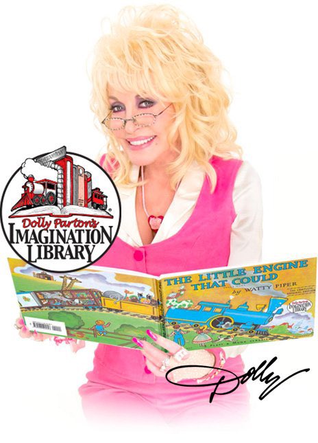 image from Started in 1995, Dolly Parton’s Imagination Library is a program to gift books to children from birth to age 5 every month. The program has since gifted over 204 million books to children in 1,800 local communities across the US, Canada, UK, Australia and the Republic of Ireland.