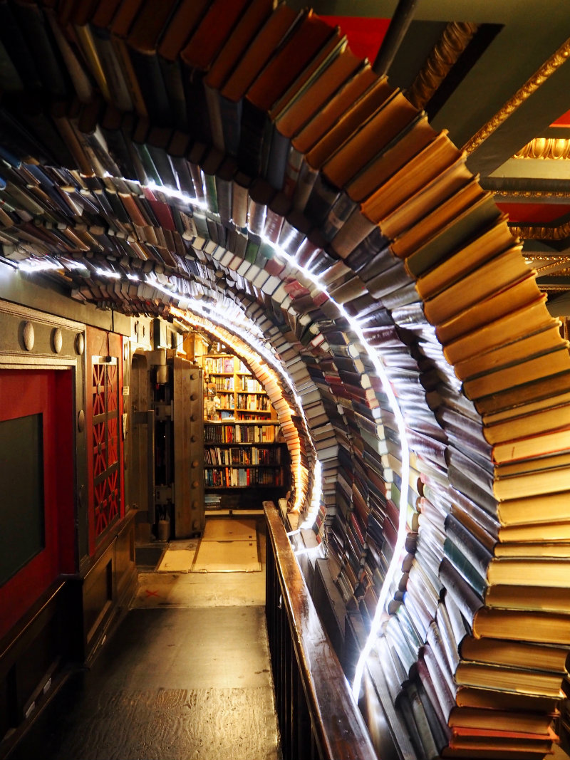 image from The Last Bookstore in downtown Los Angeles is California’s largest used and new book & record store. The owner Josh Spencer chose the boldly ironic name due to the declining state of the book industry. Its famous book tunnel and more than 100,000 used books costs at $1 each.