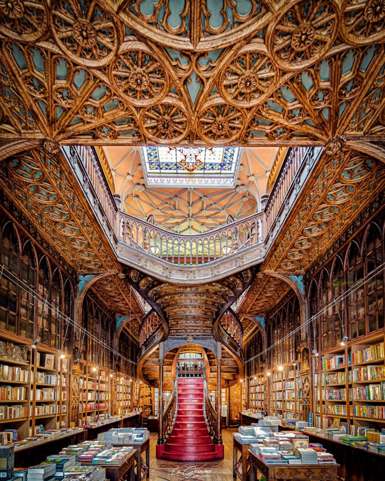 image from Livraria Lello in Porto, Portugal is one of the most beautiful bookstores in the world.