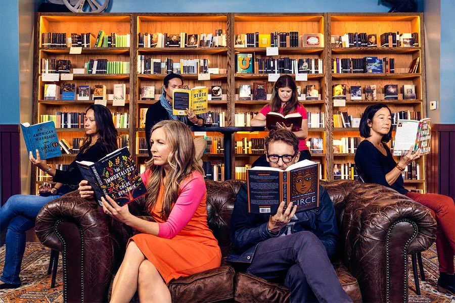 image from Started in 2012, Silent Book Club is now a global community with 500+ chapters in 50 countries. Readers meet up at a library, a bookstore, a bar, or anywhere. No book assignment. A bell rings and silent reading starts. After one hour, the bell rings again and silent reading ends.